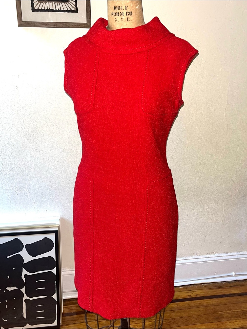 St. John Red Sleeveless Knit Mod Dress